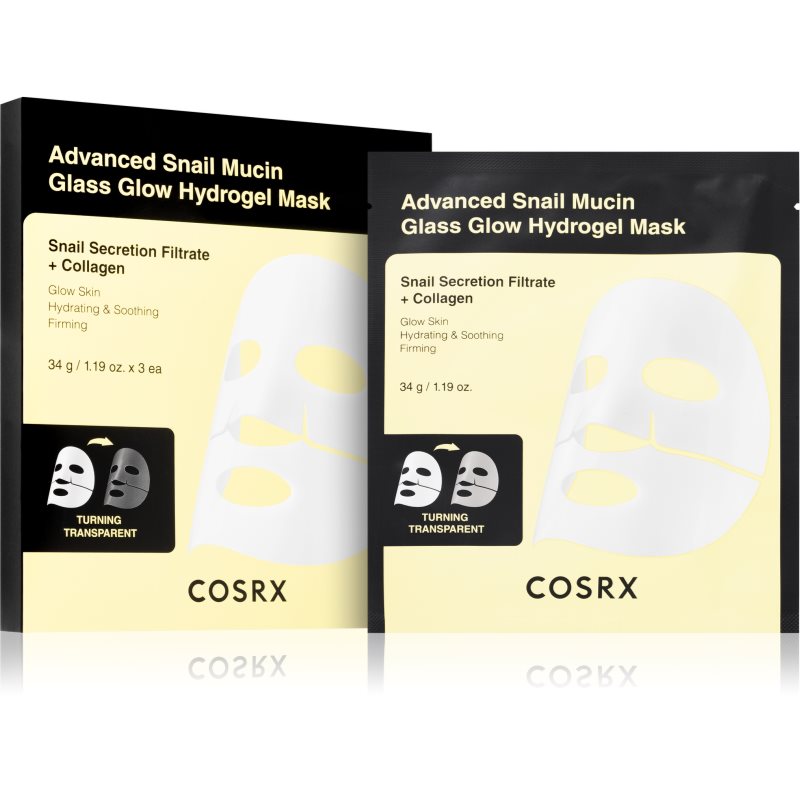 Cosrx Advanced Snail Mucin Glass Glow Hydrogel Mask Revitalisierende Hydrogelmaske mit Schneckenextrakt zum vereinheitli...