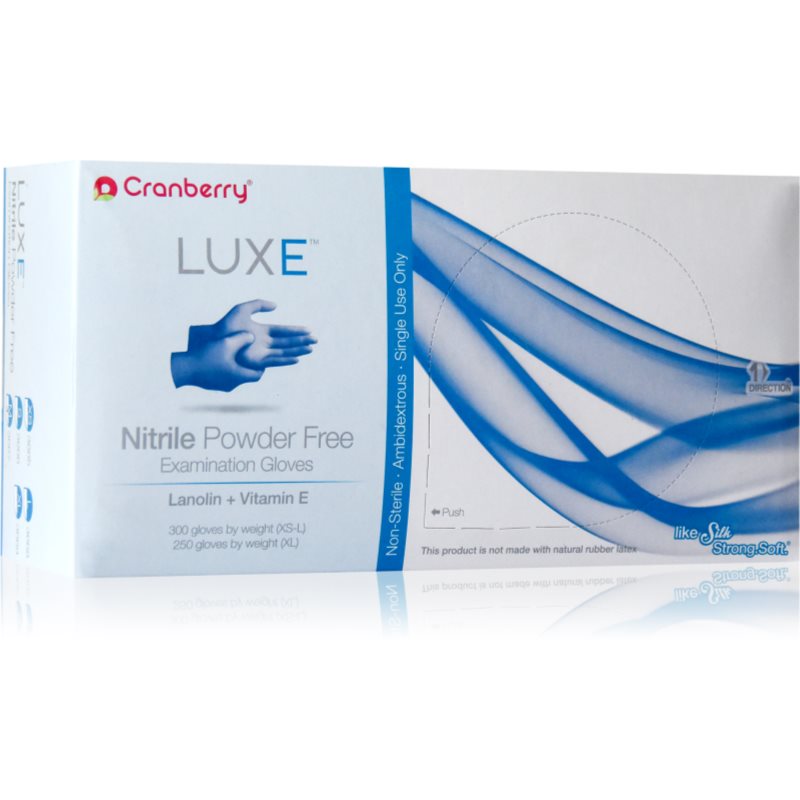 Cranberry Luxe Azure púdermentes nitril védőkesztyű lanolinnal és E-vitaminnal méret M 300 db