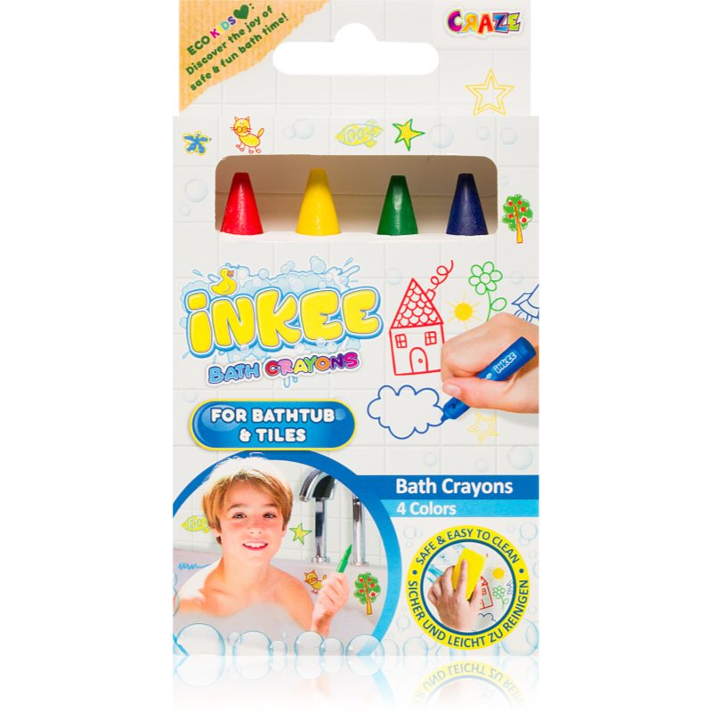 Craze Craze INKEE Bath Crayons χρωματιστά μολύβια για το μπάνιο 4 τμχ