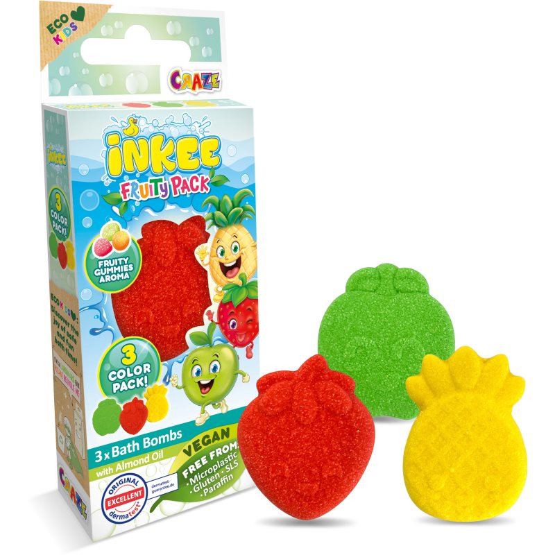 Craze INKEE Fruity Pack Badebombe für Kinder 3x15 g