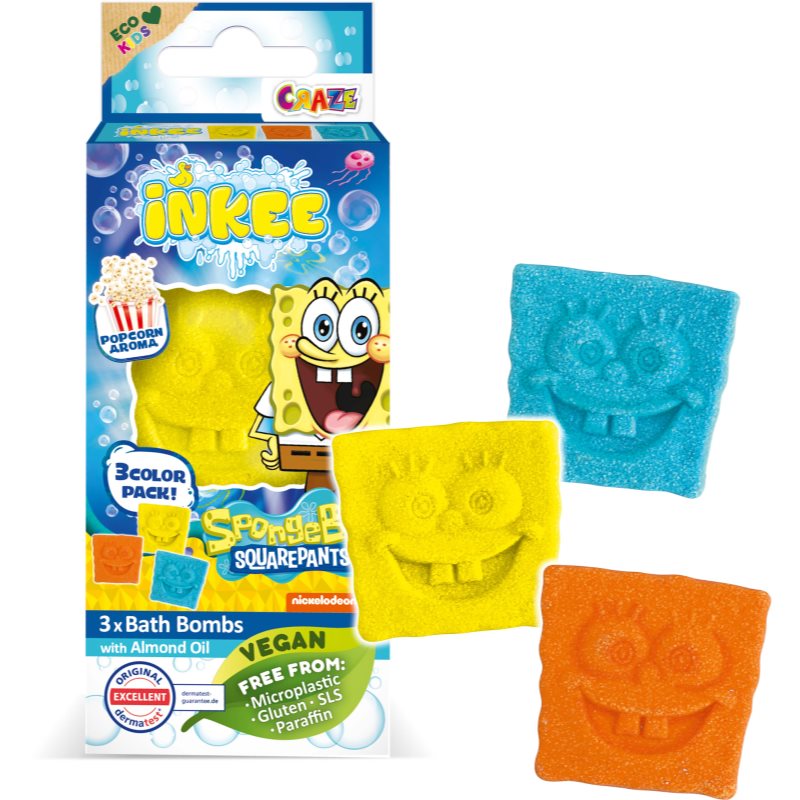 Craze INKEE SpongeBob Bath Bomb för Barn 3x15 g unisex