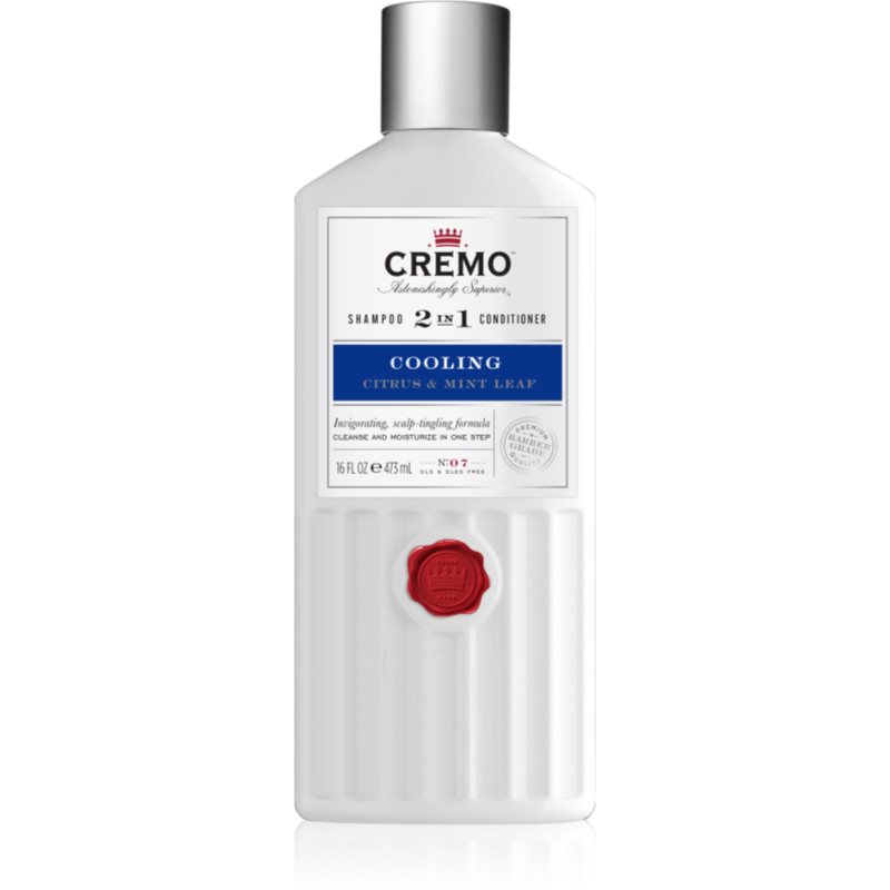 Cremo Citrus & Mint Leaf 2in1 Cooling Shampoo stimuliacinis gaivinamasis šampūnas „Du viename“ vyrams 473 ml