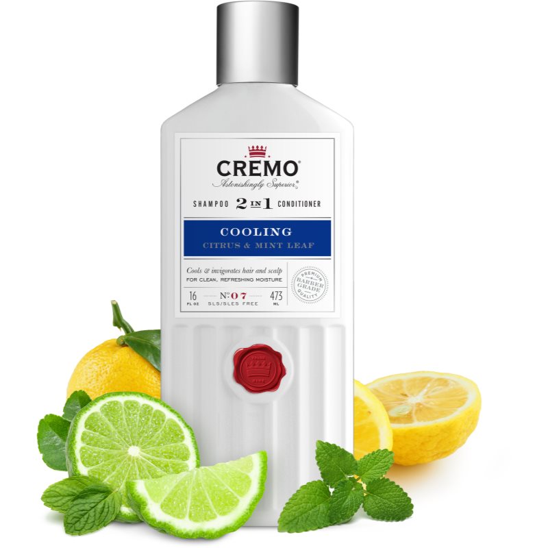 Cremo Citrus & Mint Leaf 2in1 Cooling Shampoo Stimulating And Refreshing Shampoo 2-in-1 For Men 473 Ml