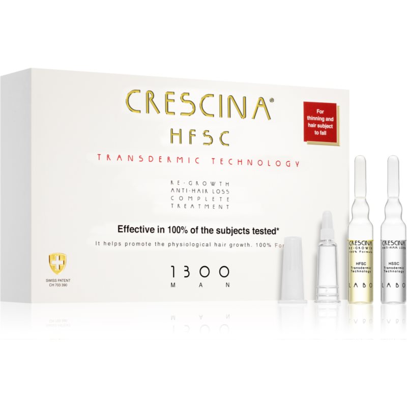 Crescina Transdermic 1300 Re-Growth And Anti-Hair Loss засіб для стимулювання росту та проти випадіння волосся для чоловіків 20x3,5 мл