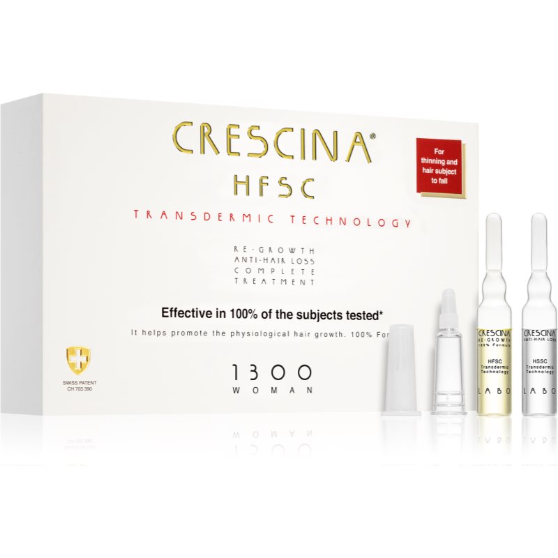 Crescina Transdermic 1300 Re-Growth And Anti-Hair Loss засіб для стимулювання росту та проти випадіння волосся для жінок 20x3,5 мл