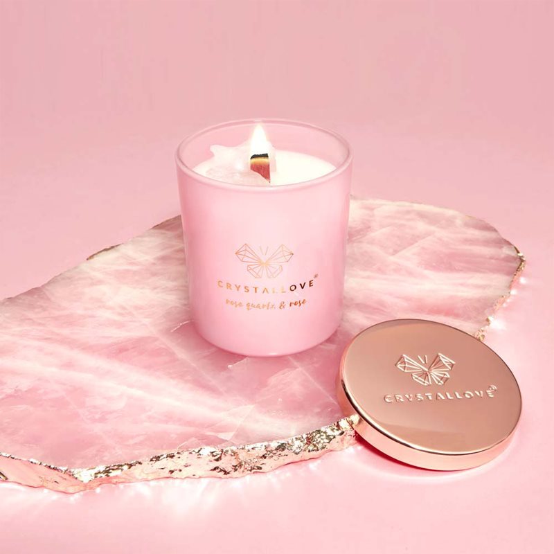 Crystallove Crystalized Scented Candle Rose Quartz & Rose Scented Candle 220 G