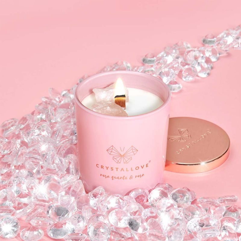 Crystallove Crystalized Scented Candle Rose Quartz & Rose Aроматична свічка 220 гр