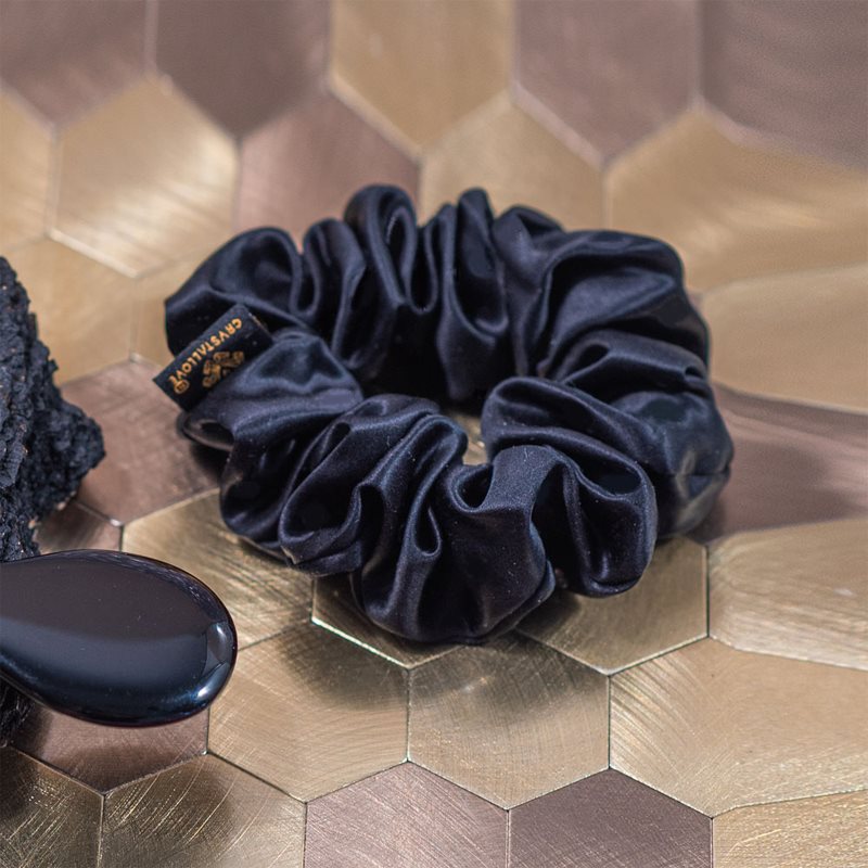 Crystallove Silk Scrunchie svilena elastika za lase Black 1 kos