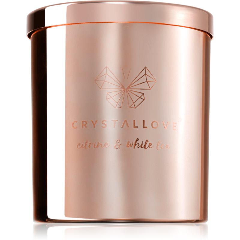 Crystallove Golden Scented Candle Citrine & White Tea vonná sviečka 220 g