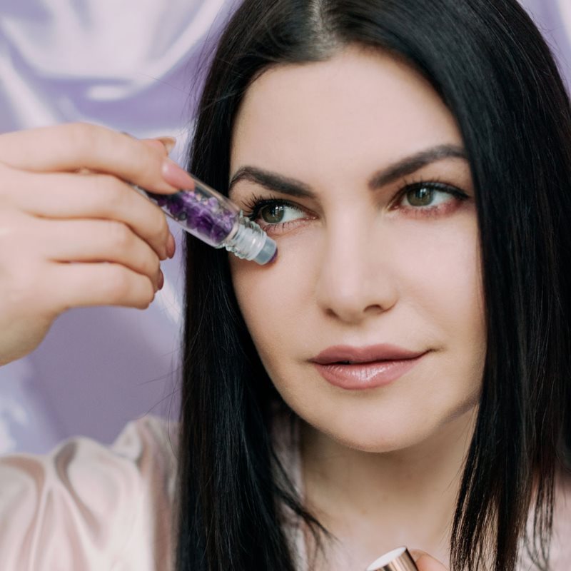 Crystallove Amethyst Oil Bottle roll-on s kryštálmi plniteľný 10 ml