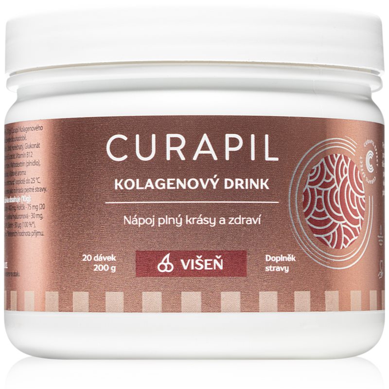 Curapil Kolagenový drink - višeň prášek na přípravu nápoje pro krásné vlasy, pleť a nehty příchuť Sour cherry 200 g