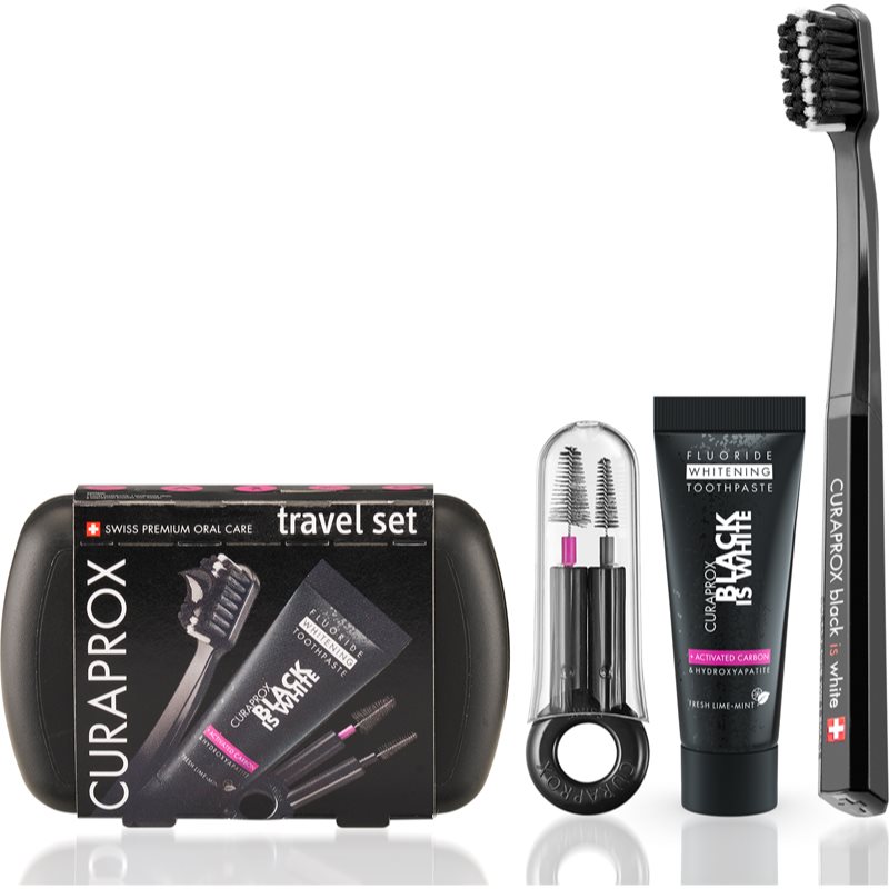Curaprox Limited Edition Black is White travel set (for teeth, tongue and gums)
