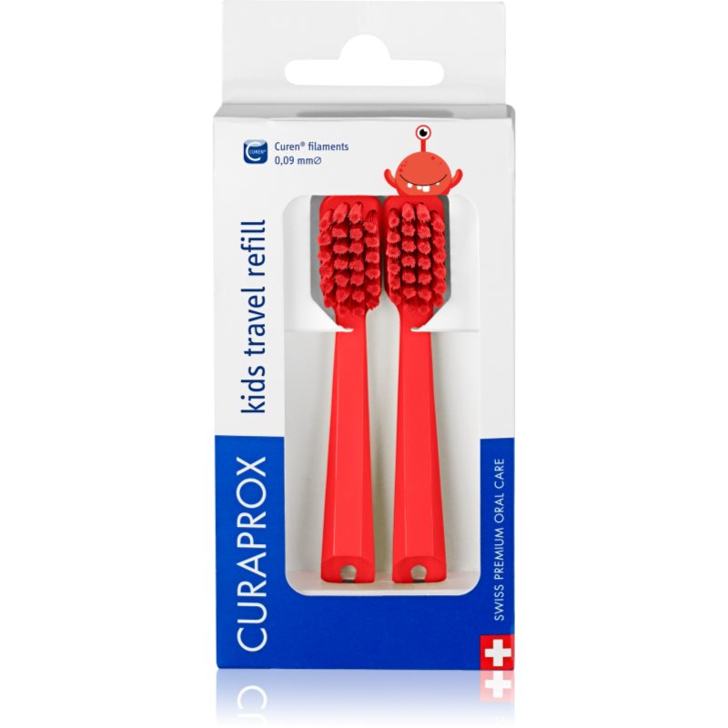 Curaprox Kids Travel refill náhradné hlavice na zubnú kefku Red 2 ks