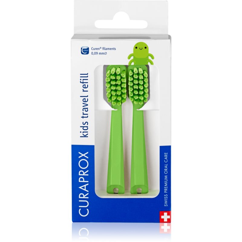 Curaprox Kids Travel refill náhradné hlavice na zubnú kefku Green 2 ks