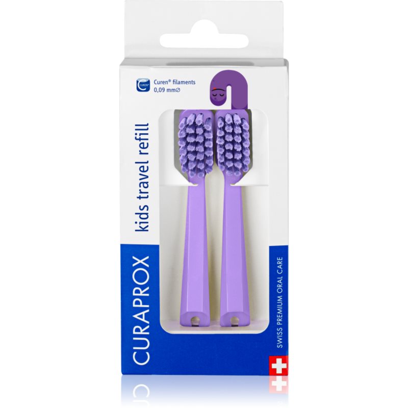 Curaprox Kids Travel refill náhradní hlavice na zubní kartáček Purple 2 ks