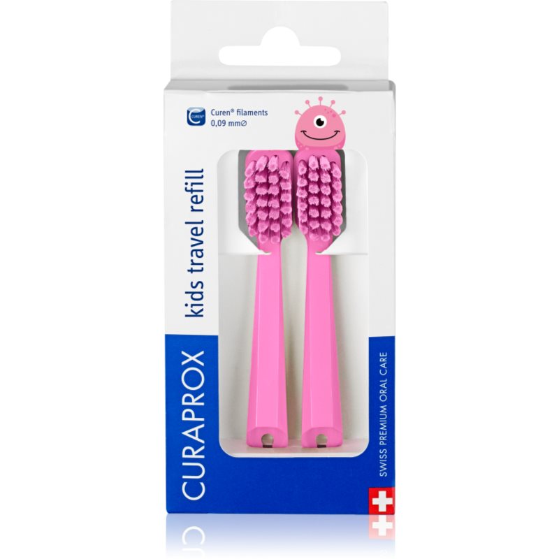 Curaprox Kids Travel refill nadomestne glave za zobno ščetko Pink 2 kos