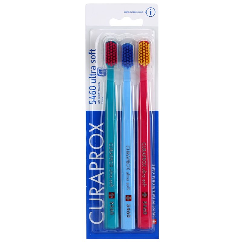 Curaprox 5460 Ultra Soft itin minkšti dantų šepetėliai 3 vnt. spalvų variantai 3 vnt.