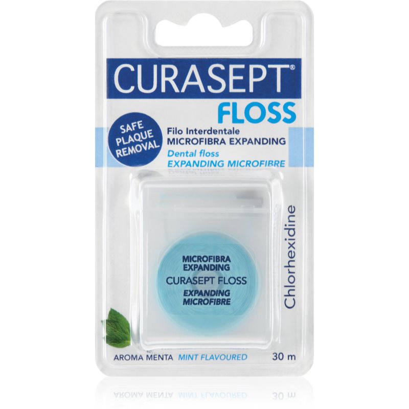 Curasept Dental Floss Expanding Microfibre спеціальна зубна нитка з антибактеріальними компонентами Mint 30 м