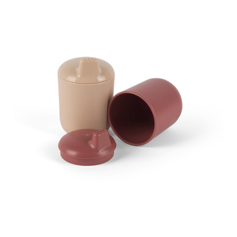 Dantoy Tiny Bio Sippy Cups hrnček Nude/Red 0m+ 2 ks