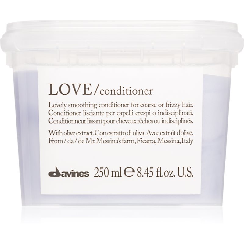 Davines Essential Haircare LOVE Smoothing Conditioner glotninamasis kondicionierius nepaklusniems, šiauštis linkusiems plaukams 250 ml