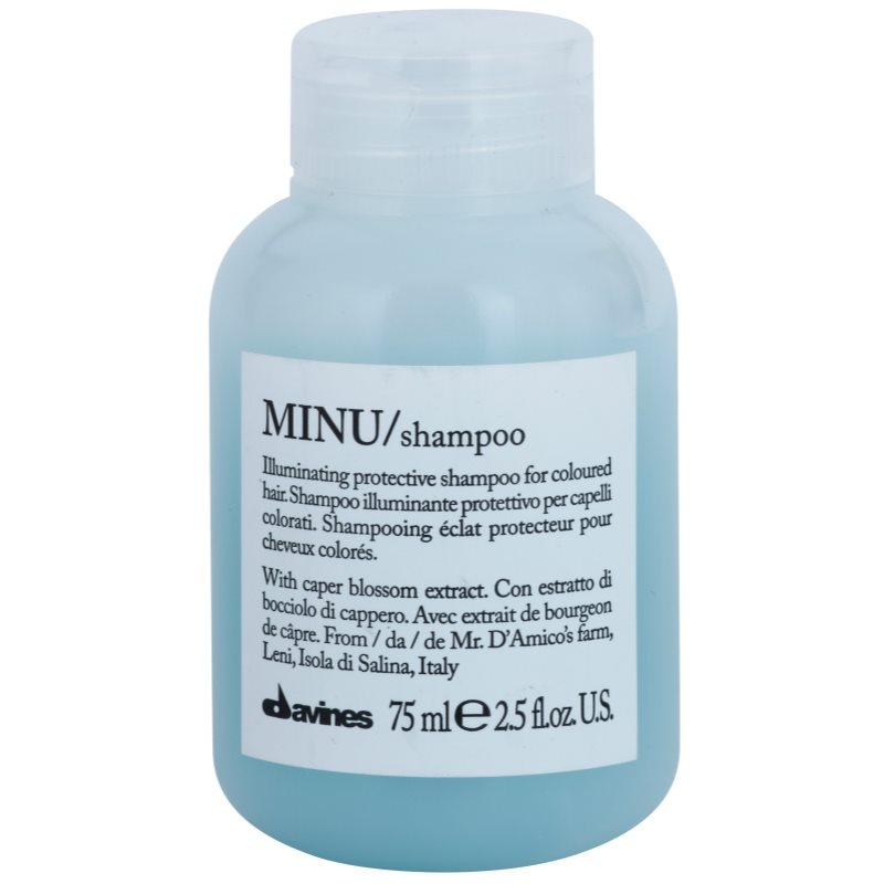 Davines Essential Haircare MINU Shampoo apsauginis šampūnas dažytiems plaukams 75 ml