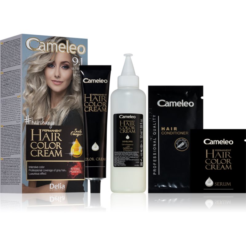 Delia Cosmetics Cameleo Omega перманентна фарба для волосся відтінок 9.1 Ultimate Ash Blonde
