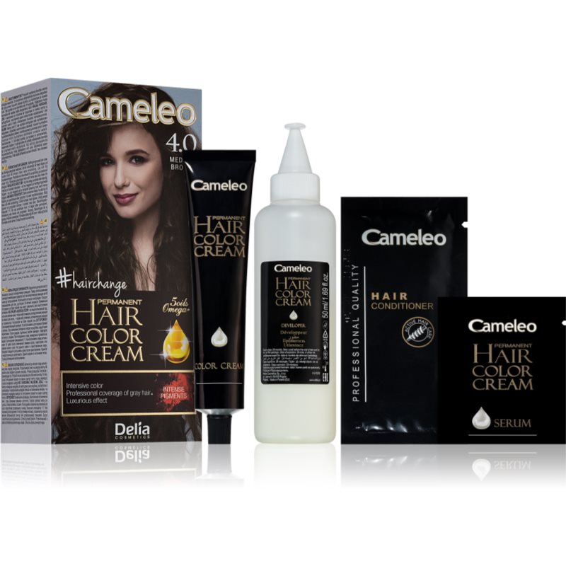Delia Cosmetics Cameleo Omega перманентна фарба для волосся відтінок 4.0 Medium Brown