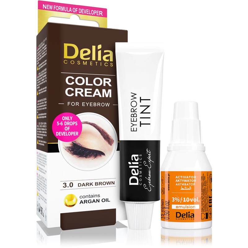 Delia Cosmetics Argan Oil antakių dažai atspalvis 3.0 Dark Brown 15 ml