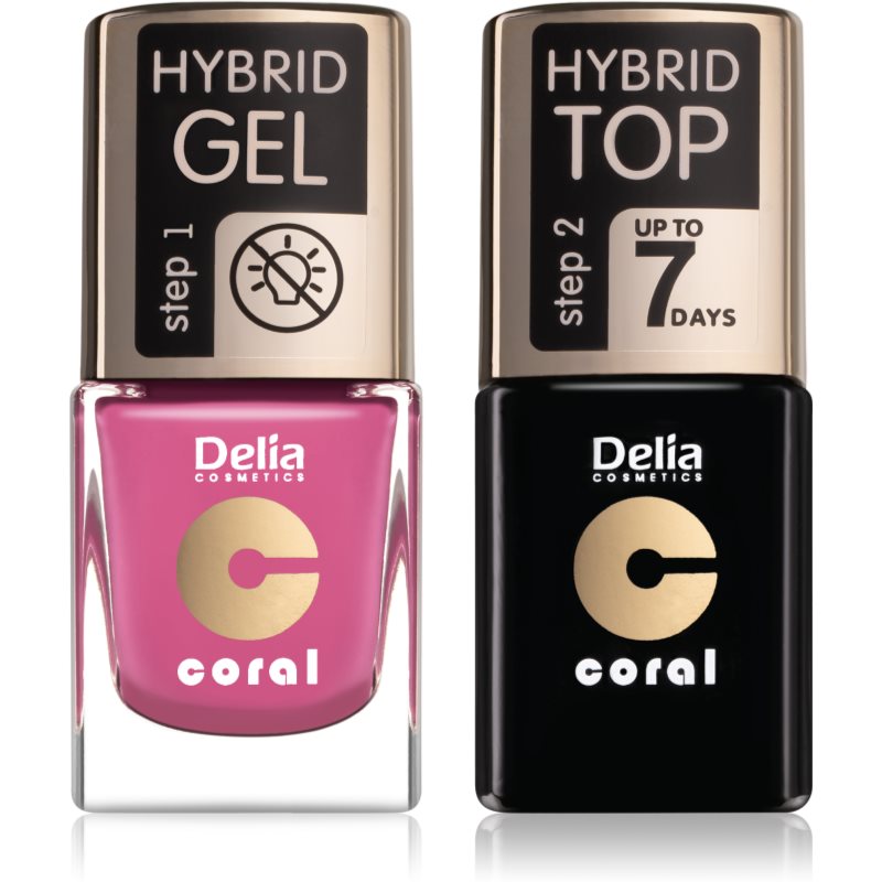 Delia Cosmetics Coral Nail Enamel Hybrid Gel set odstin 05 for women
