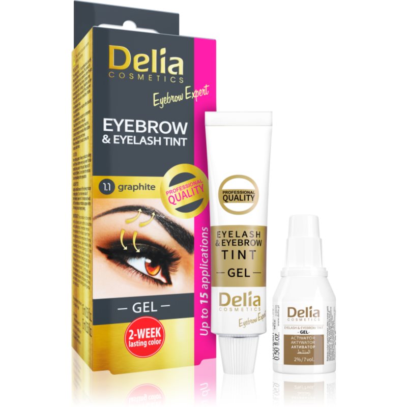 Delia Cosmetics Eyebrow Expert Eyebrow And Eyelash Tint With Activator Shade 1.1. Graphite 2 X 15 Ml