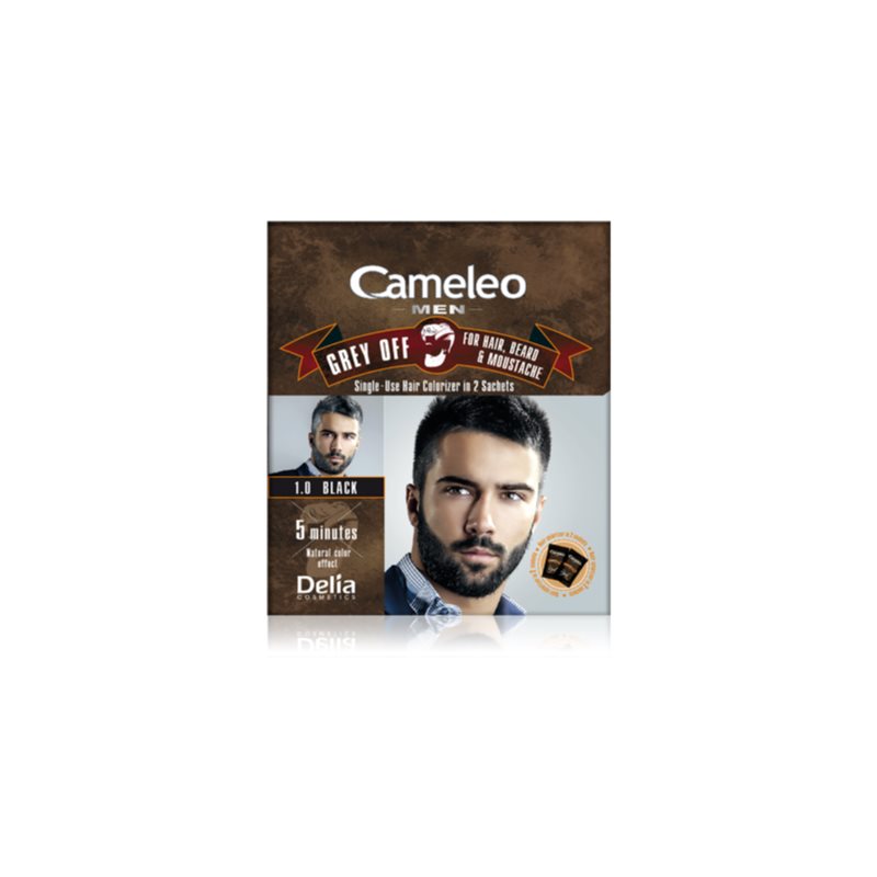 E-shop Delia Cosmetics Cameleo Men jednorázová barva pro okamžité zakrytí šedin odstín 1.0 Black 2x15 ml