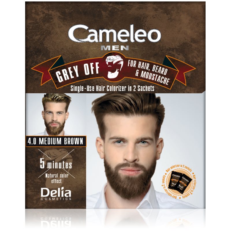 

Delia Cosmetics Cameleo Men одноразова фарба для миттєвого зафарбовування сивини відтінок 4.0 Medium Brown