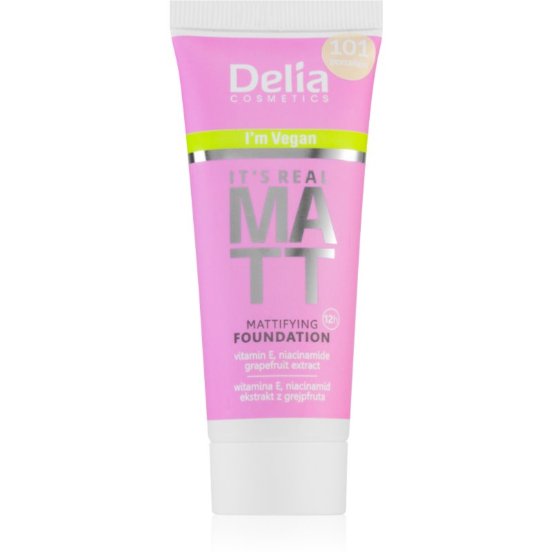 Delia Cosmetics It's Real Matt Mattifying Foundation Shade 101 Porcelain 30 Ml