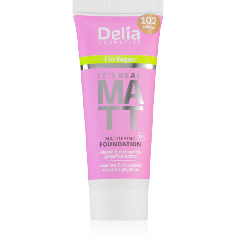 Delia Cosmetics It's Real Matt Mattifying Foundation Shade 102 Natural 30 Ml