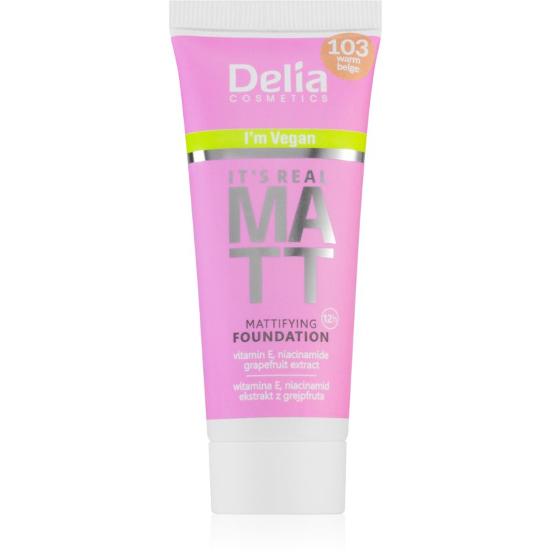 Delia Cosmetics It's Real Matt тональний крем з матуючим ефектом відтінок 103 Warm Beige 30 мл