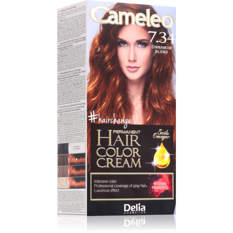 Delia Cosmetics Cameleo Omega tinta permanente per capelli colore 7.34 Cinnamon Blond 1 pz