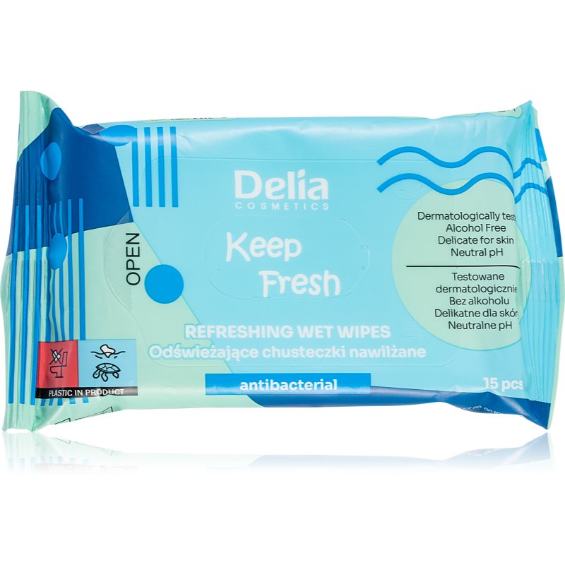 Delia Cosmetics Keep Fresh Antibacterial освіжаючі вологі серветки 15 кс