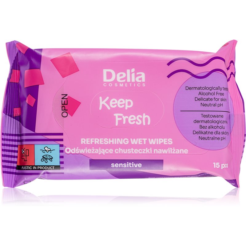 Delia Cosmetics Keep Fresh Sensitive Refreshing Wet Wipes 15 Pc