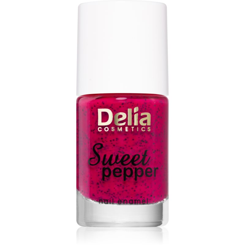 E-shop Delia Cosmetics Sweet Pepper Black Particles lak na nehty odstín 05 Raspberry 11 ml