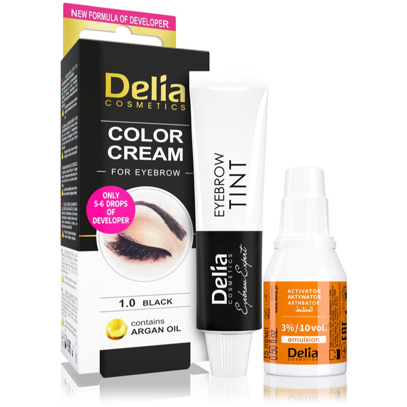 Delia Cosmetics Argan Oil фарба для брів відтінок 1.0 Black 15 мл