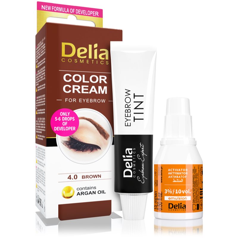 Delia Cosmetics Argan Oil фарба для брів відтінок 4.0 Brown 15 мл