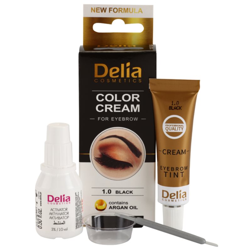 Delia Cosmetics Argan Oil фарба для брів відтінок 1.0 Black 15 мл