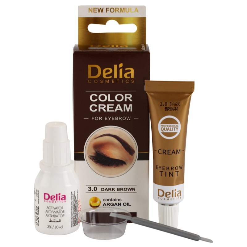Delia Cosmetics Argan Oil фарба для брів відтінок 3.0 Dark Brown 15 мл