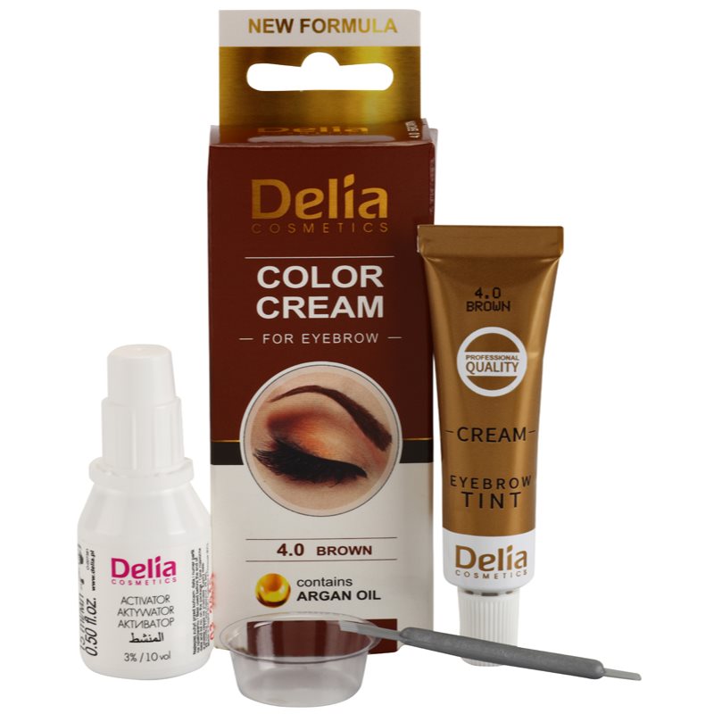 Delia Cosmetics Argan Oil фарба для брів відтінок 4.0 Brown 15 мл
