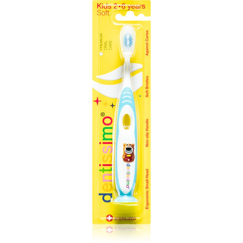 Dentissimo Toothbrushes Kids Toothbrush With A Suction Cup For Kids Soft Shade Blue 1 Pc