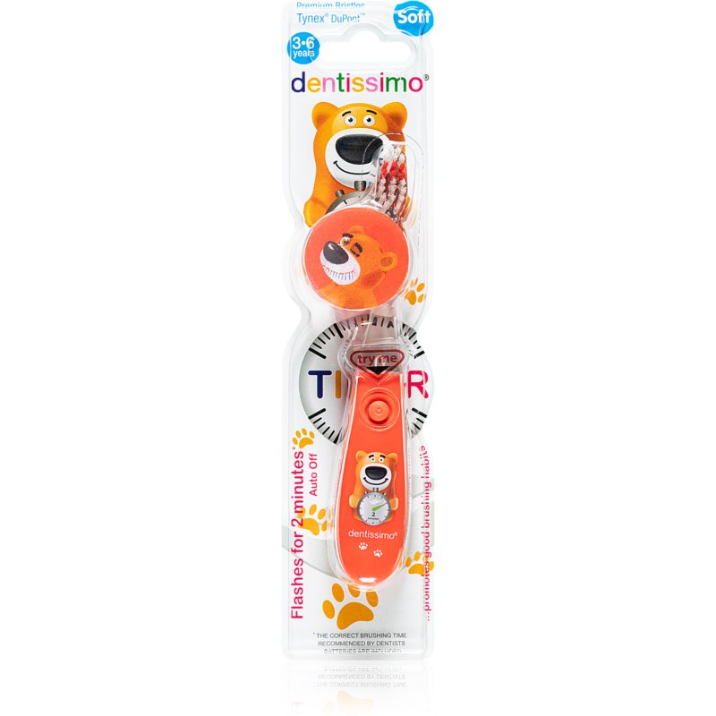 Dentissimo Toothbrushes Kids gyermek fogkefe villogó időzítővel árnyalat Red 1 db