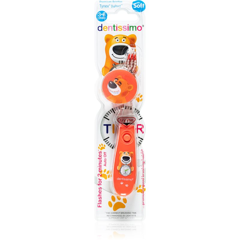Dentissimo Toothbrushes Kids Toothbrush For Kids With A Flashing Timer Shade Red 1 Pc