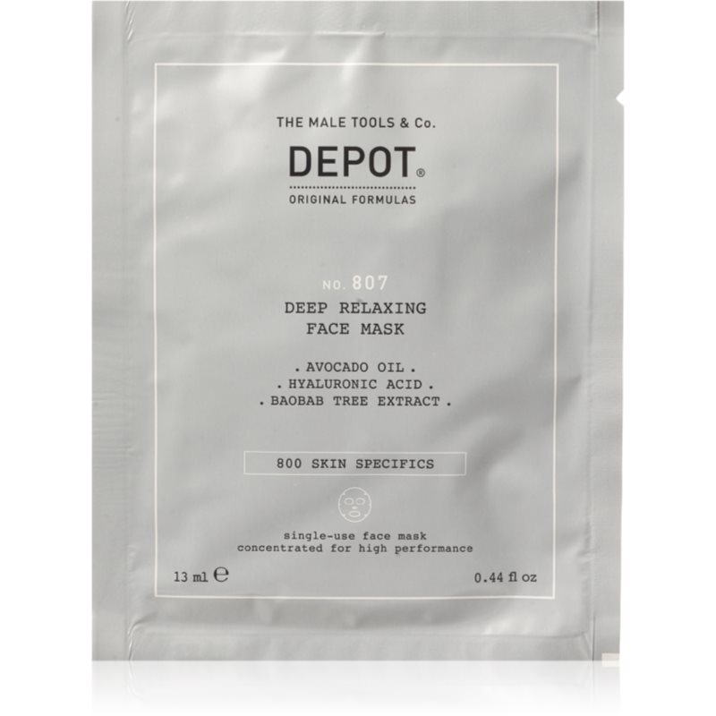 Depot no. 807 deep relaxing face mask nyugtató és hidratáló maszk uraknak 13 ml