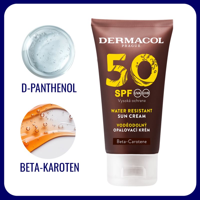 Dermacol Sun Water Resistant wasserfeste Bräunungscreme für das Gesicht SPF 50 50 ml