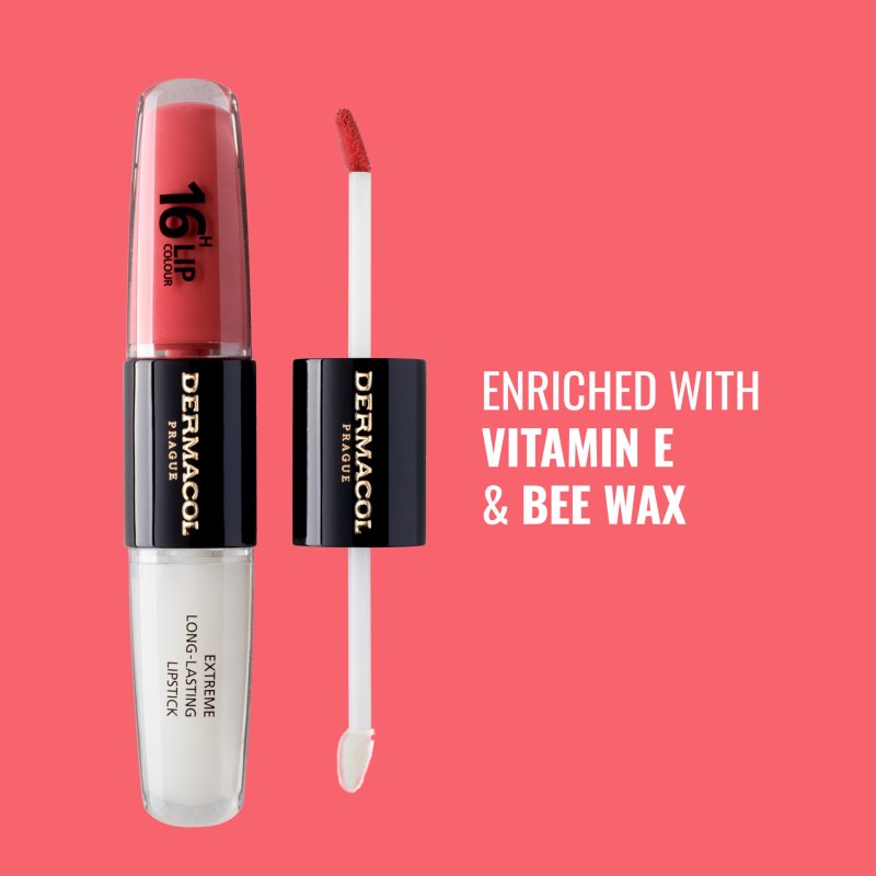 Dermacol 16H Lip Colour dlouhotrvající rtěnka a lesk na rty odstín 01 Bella Aura 2x4 ml (obrázek 4)